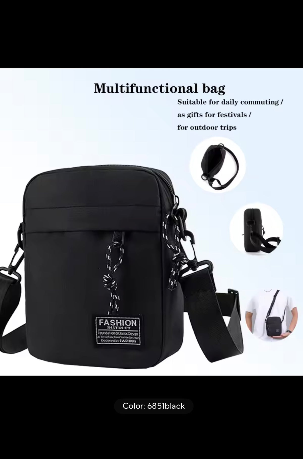 Men's Bag, Available in Single Shoulder or Cross-Body Design, Suitable for Daily Use During School. Made of Nylon Material.