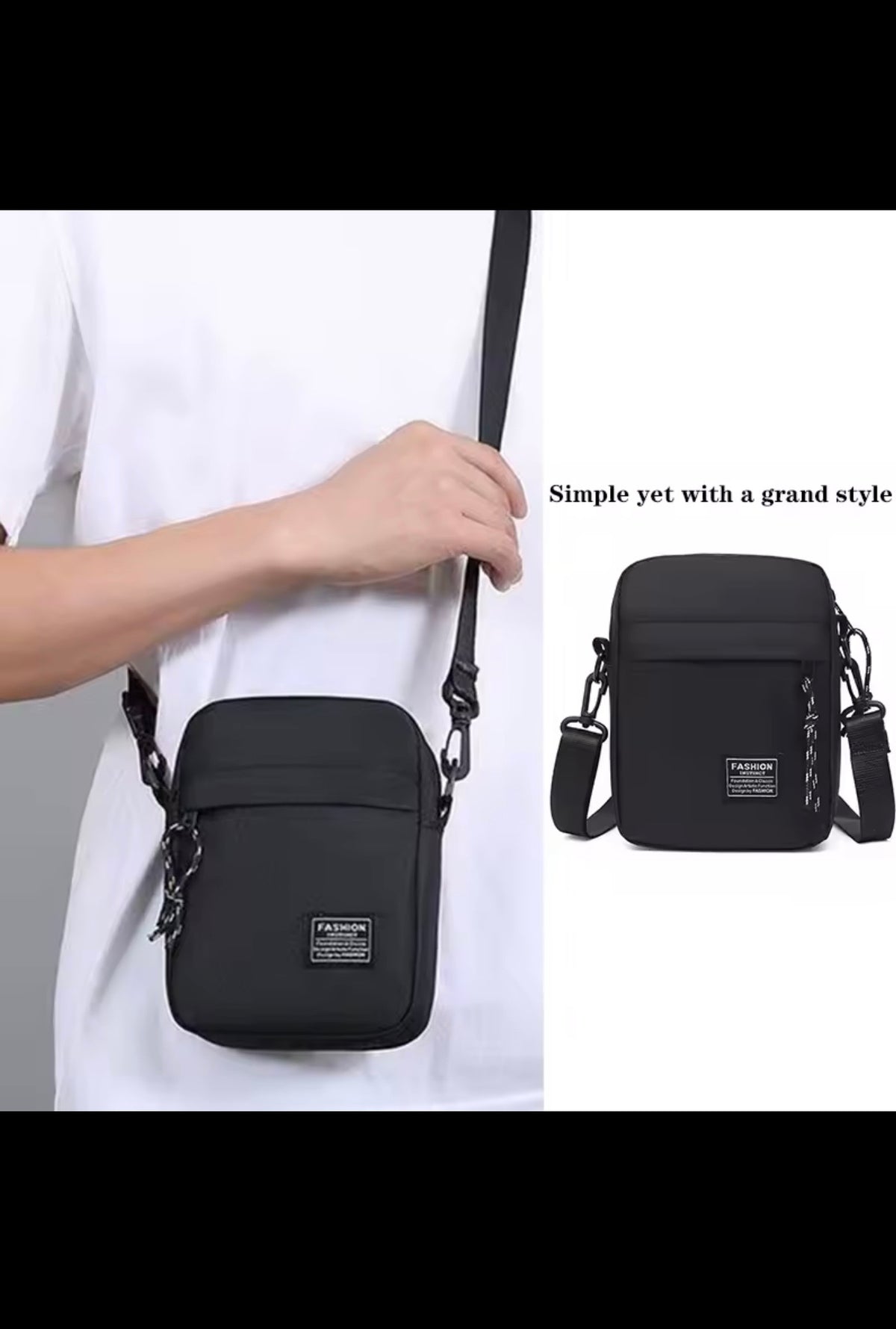 Men's Bag, Available in Single Shoulder or Cross-Body Design, Suitable for Daily Use During School. Made of Nylon Material.